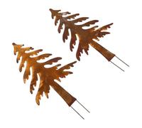 CONGARTENO 2 Pièces Décorations de Jardin Rouillé avec Piquets Art de Cour Extérieur Aux Intempéries Ornements Arbre de Noël pour Parterres et Allées