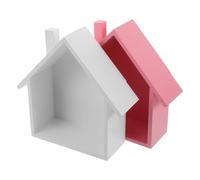 CONGARTENO 2 Pièces Lot de 2 Étagères Murales en Bois Massif de Petite Maison, Support Décoratif Rustique Blanc et Rose, Porte-Clés et Jardinière, Rangement Pratique pour Chambre d'Garçon et