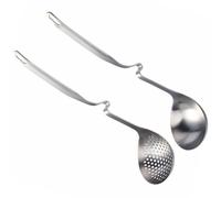 CONGARTENO 2 pièces Louche Inox Acier Inoxydable Manche Long avec Crochet Écumoire Suspendue pour Soupe Hot Pot et Cuisine Familiale Professionnelle