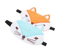 CONGARTENO 2 pièces Masque de Sommeil Dessin Mignon Cache-yeux Souple avec Bande Élastique Confortable pour Bureau Étudiants et Sieste Fox Orange et Bleu
