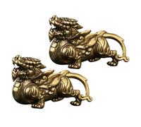 CONGARTENO 2 Pièces Porte-clés Laiton Duo Ornement Suspendu Voiture Feng Shui Statuette Décorative Compacte pour Bureau Et Tableau De Bord Symbole De Fortune