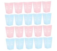 CONGARTENO 24 pièces Boîtes à Popcorn Papier pour Gender Reveal Party Lot de Bleues Roses Boîtes Snacks Fête Emballages Cadeaux pour Popcorn et Friandises Décoration Souvenir Invités