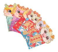 CONGARTENO 24 Pièces Lot de Enveloppes Rouges Chinoises Style Cartoon pour Nouvel An Motifs Année Du Dragon Papier Couché Résistant pour Fêtes et Célébrations