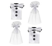 CONGARTENO 2paires Décorations De Bouteilles De Vin De Mariage De Housses Élégantes Modèle De Robe De Mariée Et Costume pour Redécorer Vos Bouteilles De Vin Lors Événements Spéciaux