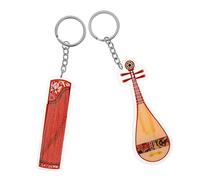 CONGARTENO 2pièces Porte-clés Musical Instrument Chinois Traditionnel Pipa Et Guzheng Pendentif Pour Sac Clés Voiture Accessoire Pour Amateurs De Musique