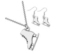 CONGARTENO 3 pièces Collier Patin Glace et Boucles Oreilles Créatives Argent pour Amateurs de Patinage Original et Pratique Bijoux Patineur Sportif Hiver