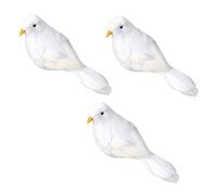 CONGARTENO 3 pièces Figurines Oiseaux Blancs Décoratives Simulées avec Pince Ornements Réalistes pour Jardin Plantes et Fêtes
