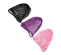 CONGARTENO 3 Pièces Filets à Cheveux Crochetés Main Filets Élastiques Respirants pour Chignon Femme Couvre Chefs Maille Confortables et Élégants pour Usage et Occasions Noir Rose