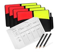 CONGARTENO 4 Ensembles Set de Cartons Arbitre Rouge et Jaune PVC Lot Pochette Résistante Cartes de Football et Volleyball pour Arbitres avec Carnet de Scores et Stylo