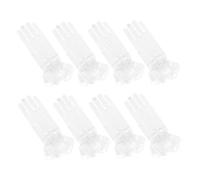 CONGARTENO 4 Paires Gants Dentelle Blancs avec Nœud Chic Mitaines Courtes Maille Respirante pour Mariée Lot pour Cérémonie et Costume de Mariage