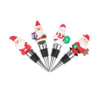 CONGARTENO 4 Pièces Bouchons de Vin Réutilisables Décoratifs Bouchons Étanches à Spirale pour Bouteilles de Vin et Design Portable de Noël Préserve Fraîcheur et
