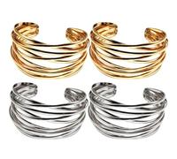 CONGARTENO 4 Pièces Bracelet Ouvert de Bracelets Multicouches Réglables Or et pour Femmes Accessoire de Mode Chic et