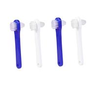 CONGARTENO 4 pièces Brosse pour Dentier Double Tête Poils Nylon Ferme Manche Antidérapant Nettoyage Doux Fausses Dents Facile à Transporter Lot Blanc et Bleu