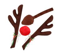 CONGARTENO 4 Pièces Décoration Noël Voiture Cerf Flanelle Antlers Nez Queue Facile à Installer Accessoires Voiture Camion SUV