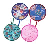 CONGARTENO 4 Pièces Éventails Pliables Ronds Portables Éventails de Main Pliants avec Impression Cartoon pour Mariage Voyage et Rafraîchissement Dété