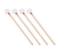 CONGARTENO 4 Pièces Maillets de Timbale à Tête Feutre Blanc Manches Bois Naturel Finition Rouge Distinctive Maillets Percussion Polyvalents pour Tambours et Grosse Caisse