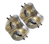 CONGARTENO 4 Pièces Masque Vénitien Demi-visage Ancien pour Fête Costumée Carnaval Bal Masqué et Cosplay Lot de Bronze Argent Vieilli