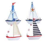 CONGARTENO 4 Pièces Mini Décorations Bateaux Voile Style Méditerranéen Ornement Délicat et Réaliste Accessoires Décoration Intérieure pour Bord de Mer Lot