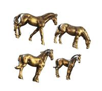 CONGARTENO 4 pièces Sculptures Miniatures de Cheval Rétro Statuettes Feng Shui Alliage de pour Décoration Bureau Maison Symboles de Succès et