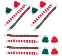 CONGARTENO 48 Pièces Mini Knit Christmas Hats and Scarves Set Festive Wine Bottle Decorations with Santa Hats Snowman Scarves and DIY Craft Accessories for Holiday Tableware