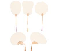 CONGARTENO 5 pièces Éventails Ronds Double-face à Peindre DIY pour Garçon Fille Papier Résistant Non Déformable Lot de Ventilateurs Chinois Créatifs pour Dessin et Couleur Aléatoire