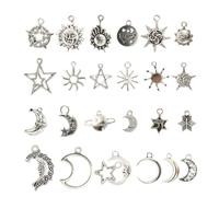 CONGARTENO 50 pièces Lot de Breloques Pendentifs Lune Antique Alliage de Zinc pour Création Bijoux DIY Accessoires Durables pour Colliers et Bracelets Styles Assortis
