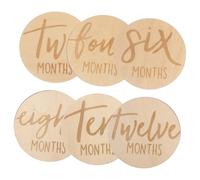 CONGARTENO 6 Pièces Cartes Jalons Mensuelles Bois pour Disques Réversibles Accessoire Photo pour Suivi Croissance Cadeau Pratique pour Nouveaux Parents