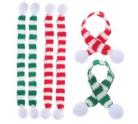 CONGARTENO 6 Pièces Miniatures Écharpes Tricotées Décoration Poupée Noël pour Bouteilles Vin Fête Rouge Blanc Vert