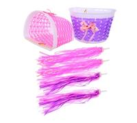 CONGARTENO 6 Pièces Panier Garçon Fille avec Décorations Colorées et Serpentins Accessoires Durables pour et Trottinette Rose