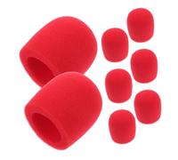 CONGARTENO 8 Pièces Housses Mousse pour Microphone Rouge Protections Vent Réutilisables pour Ktv Enregistrement Interview et Scène Capuchons pour Micro Main
