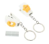 CONGARTENO Agrafeuse de Bureau Portable Mini Agrafeuse Manuelle Pratique pour Maison École et Bureau avec Agrafes Standard et Porte-clés Couleurs Jaune Étoile et Lune Cute