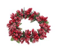 CONGARTENO Anneau de Bougie de Noël avec Rouges Artificielles Mini Couronne Décorative pour Bougies Décoration de Table Festive pour Dîner Familial et Fête Hivernale