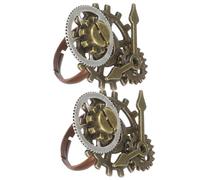 CONGARTENO Bague Steampunk en Alliage Design d'Engrenage et Horloge Lot de 2 Accessoire Vintage Compact pour Hommes et Femmes Bijou Créatif à Porter au Quotidien