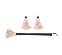 CONGARTENO Balai à Franges pour Barbecue Manche en Bois, 2 Têtes De Rechange, Ustensile De Grillade Robuste pour Badigeonner Sauces Et Huiles, Accessoire Pratique pour Cuisson en Plein Air