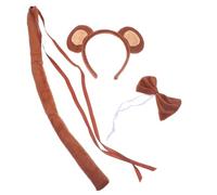 CONGARTENO Bandeau Singe Décoratif avec Queue et Nœud pour Costume Animal Accessoires Cosplay Halloween pour Garçon Fille et Adultes Set Trois pour Fêtes et Spectacles