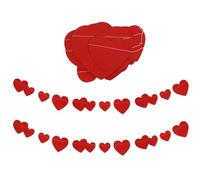 CONGARTENO Bannière Suspendue en Papier Forme Cœur Rouge Pailleté 3 Pièces - Décoration Fête Saint-Valentin Anniversaire Mariage - Banderole Murale Romantique et Festive