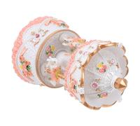 CONGARTENO Boîte à Musique Carrousel à Remontoir en Résine Blanche Lumière LED Multicolore, 3 Chevaux Peints la Main, Décor Festive pour Noël et Anniversaire, Petite Boîte Musicale Rotative