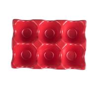 CONGARTENO Boîte à Œufs en Céramique Rouge Antidérapante à 6 Compartiments, Plateau de Conservation pour Réfrigérateur, Support Pratique pour Œufs Frais et Organisation la Cuisine