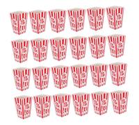 CONGARTENO Boîtes à Pop-corn Taille Portable Bord Ondulé Lot de 24 Utilisation Polyvalente en Papier Rouge à Rayures pour Pique-niques et Goûters
