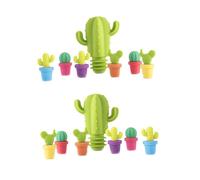 CONGARTENO Bouchons de Vin Compatibles Lave-vaisselle Lot de 2 en Silicone Ensembles de 14 de Cactus Réutilisables Marqueurs de Boisson Couleur Aléatoire Accessoires Bar