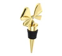 CONGARTENO Bouchons de Vin Étanches Décoratifs Forme de Nœud Bouchons de Bouteille Réutilisables pour Ouverture Scellant Hermétique pour Mariage et Shower Couleur Or