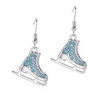 CONGARTENO Boucles D'oreilles De Patinage Artistique En Pour Femmes Légères Bleu Clair 2 Pièces Accessoires De Sport Pour L'hiver Pendantes Et Brillantes
