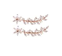 CONGARTENO Boucles D'oreilles Grimpantes En Cristaux Forme Fleur, Style Européen, Finition Rose Doré, Légères Et Confortables, Pour Femmes Élégantes, Usage Quotidien Et Mariage