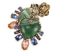 CONGARTENO Boucles D'oreilles Pendantes Cœur Vintage En Métal Vert, Boucles D'oreilles Élégantes Pour Femme, Bijoux Brillants Adaptés Aux Cérémonies, Style Rétro Goutte D'eau