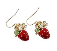 CONGARTENO Boucles Oreilles Pendantes Fraise Kawaii Design Créatif Délicat Légères et Confortables pour Femmes Mode