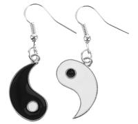 CONGARTENO Boucles Oreilles Tai Chi Asymétriques et Blanches Pendentifs Créatifs Légères et Faciles à Porter pour Femmes Accessoires Mode pour Fêtes et Usage
