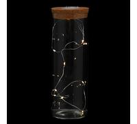 CONGARTENO Bouteille en Verre Décorative avec Fleurs Préservées Lumineuses 8X23 CM Flacon Scellé avec Lampe Chaude Intégrée Accessoire Décoratif pour Maison et Présent Romantique