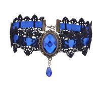 CONGARTENO Bracelet Dentelle avec Pendentif Goutte Eau Bleu de Accessoire Femme pour Halloween Élégant