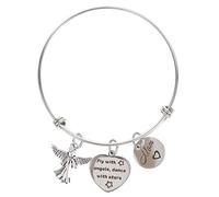 CONGARTENO Bracelet Pendentif Gravé En Acier Inoxydable, Bijou Décoratif Et Élégant Pour Fille, Décoration De Poignet Raffinée, Présent Personnalisé Pour Anniversaire Ou Fête, Couleur Acier