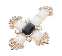 CONGARTENO Broche Croix Chrétienne Noire en Alliage Solide, Épingle à Cristaux pour Femme et Fille, Accessoire de Robe Élégant pour Fêtes, Mariages et Célébrations Religieuses